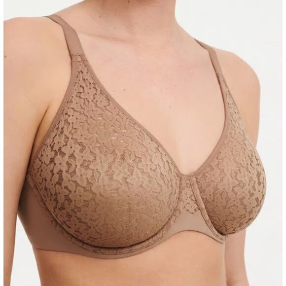 Chantelle Lace Underwire Bra 38D Nude Supportive Full Coverage Unlined Sexy - Picture 1 of 7